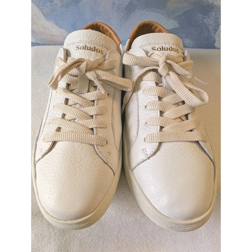 Soludos 8.5 Ibiza Classic White Leather Sneakers LNC!